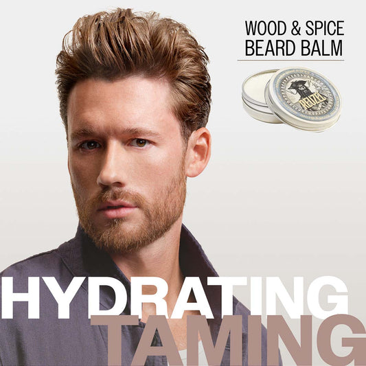 Male model with blond hair and beard
REUZEL Wood & Spice
Beard Balm
HYDRATING
TAMING