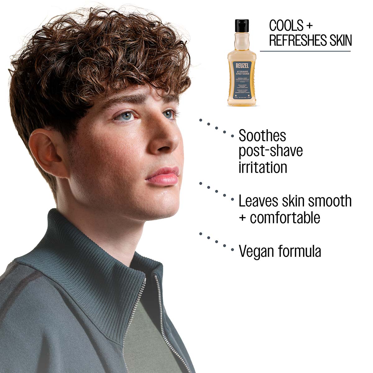 Reuzel aftershave cools and refreshes skin soothes post-shave irritation leaves skin smooth and comfortable vegan formula