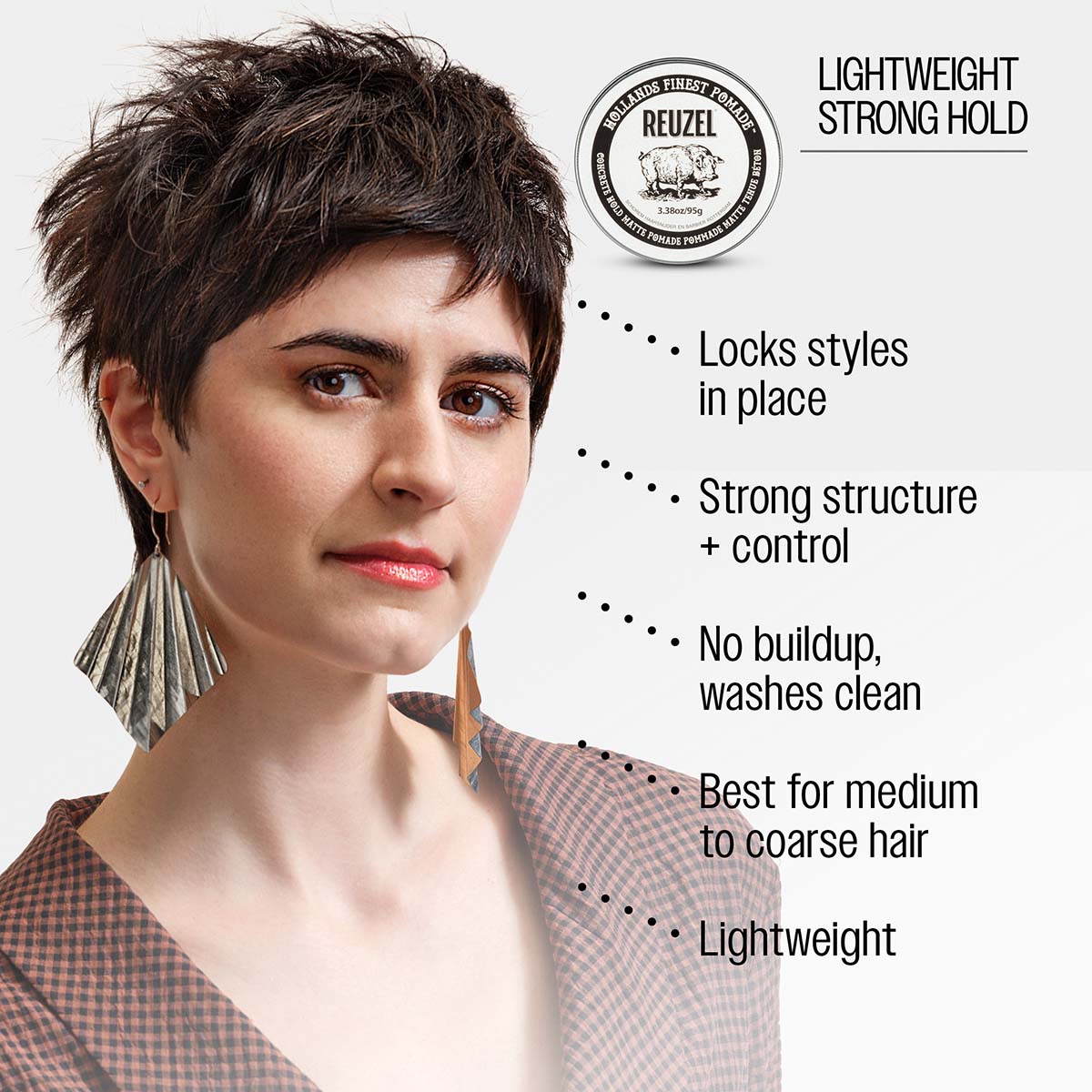 Lightweight strong hold locks styles in place strong structure and control no buildup washes clean best for medium to coarse hair lightweight