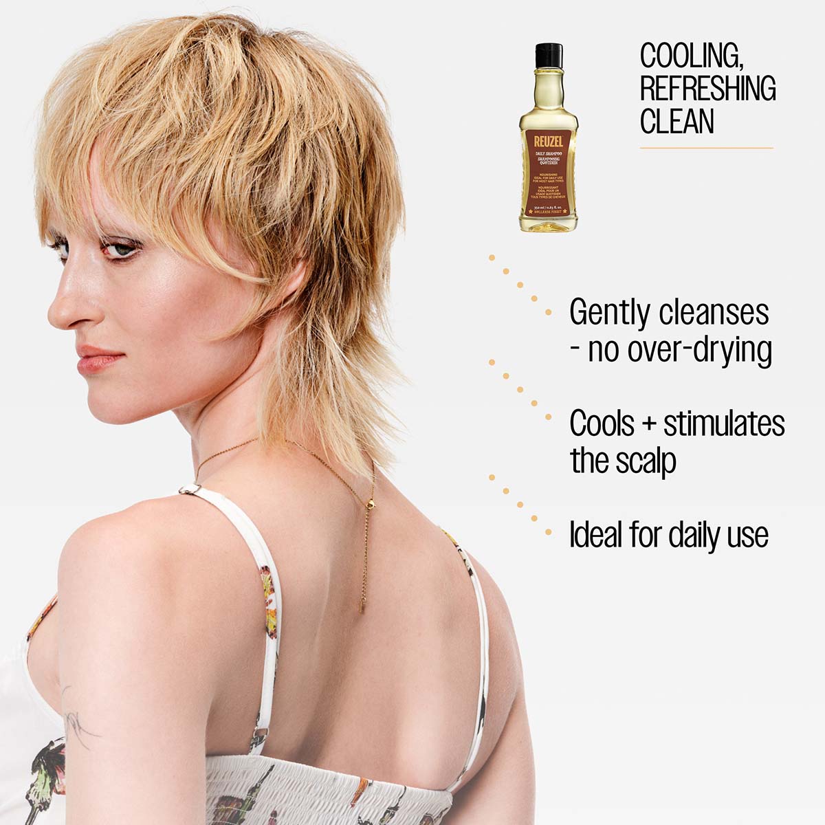 Reuzel daily shampoo cooling refreshing clean gently cleanses no over-drying cools and stimulates the scalp ideal for daily use