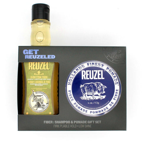Fiber Pomade & 3-in-1 Shampoo Gift Set - Reuzel