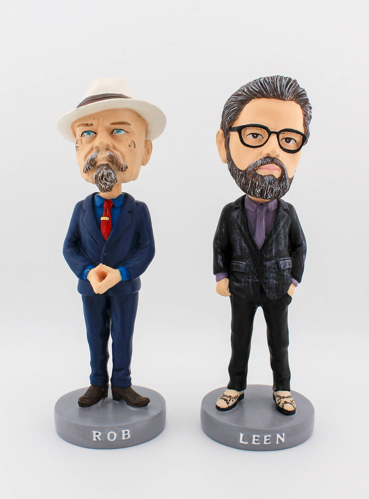 Vendor Founders' bobble head figures featuring detailed head and body designs, perfect for collectors and desk decor.