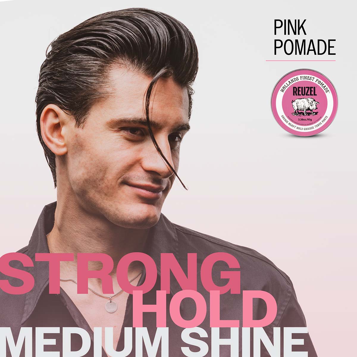Reuzel pink pomade strong hold medium shine
