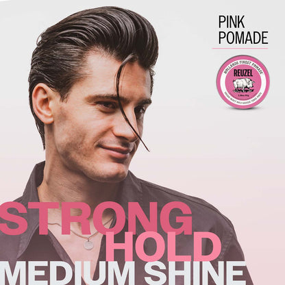 Reuzel pink pomade strong hold medium shine