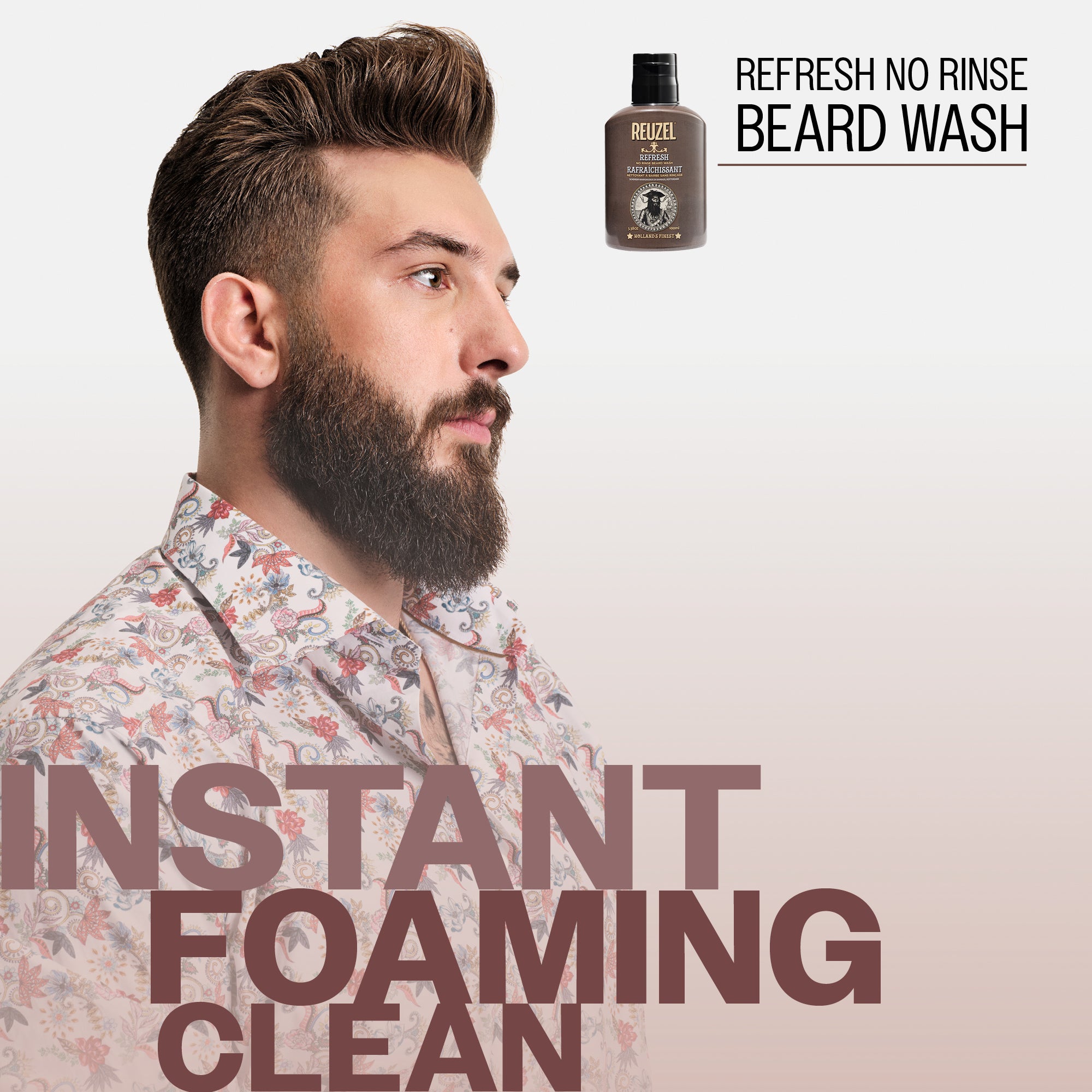REFRESH Men's No Rinse Beard Wash | Beard Grooming | Reuzel