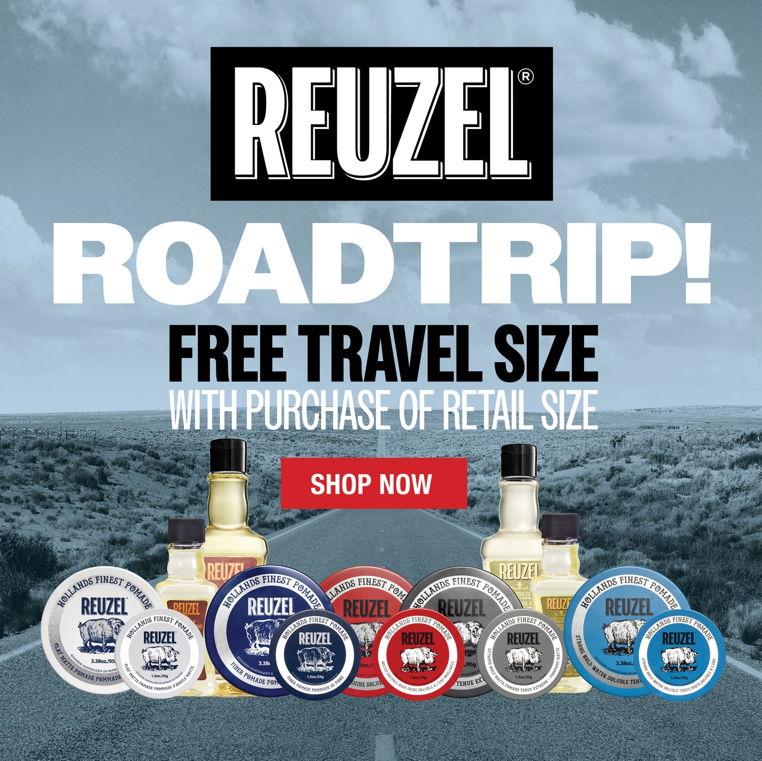 ROADTRIP! Free Travel Size with purchase of Retail Size. Shop the collection now!