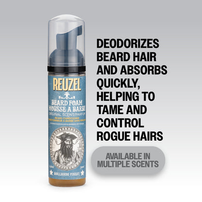 REUZEL Beard Foam Deodorizes beard hair and absorbs quickly, helping to tame and control rogue hairs