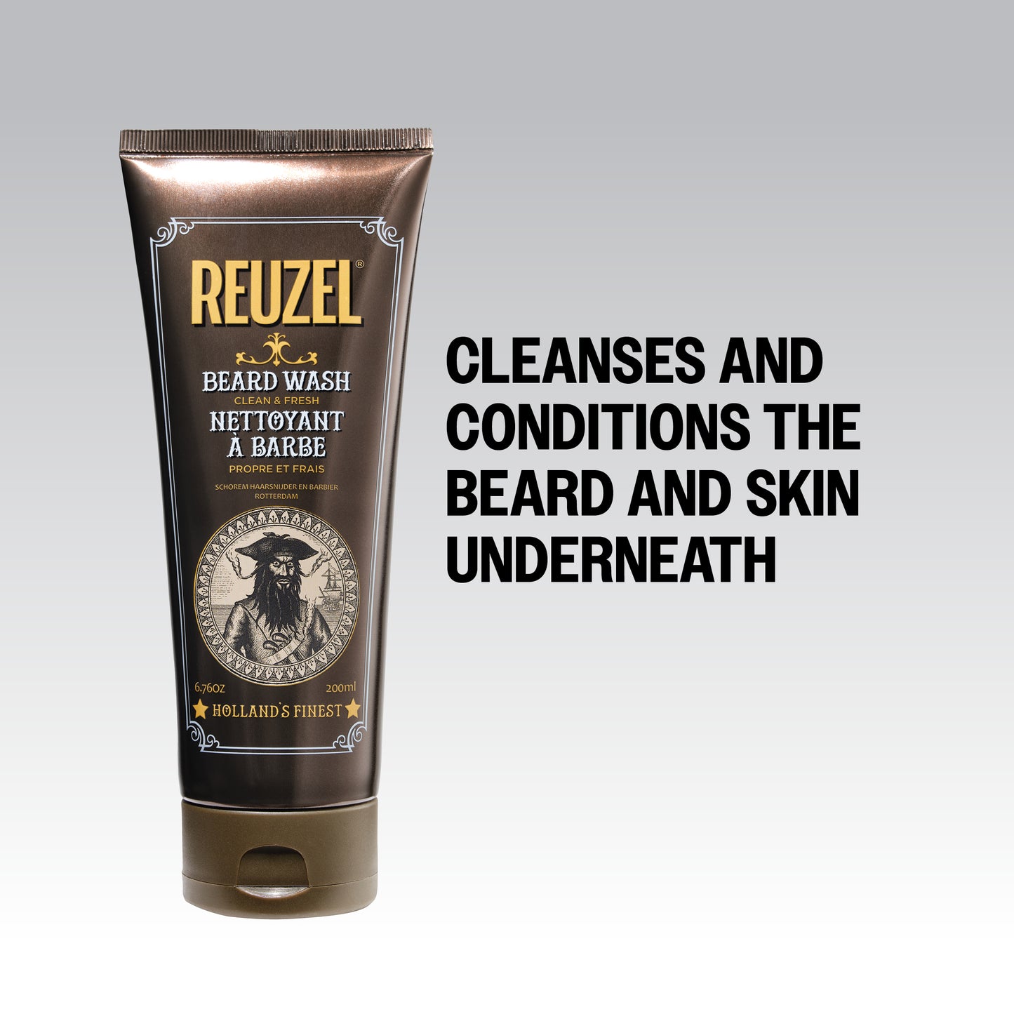 REUZEL Beard Wash cleanses and conditions the beard and skin underneath