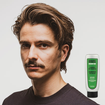 MAN with brown hair styled with REUZEL Rosemary Mint Flashdry Dry Shampoo