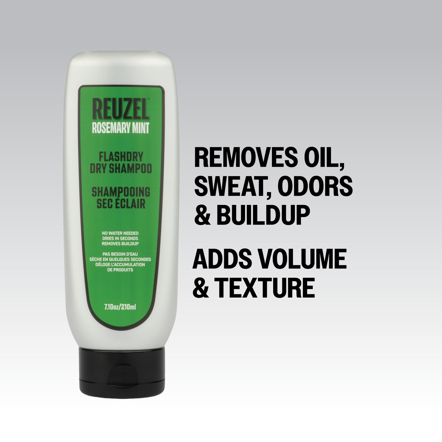 REUZEL Rosemary Mint Flashdry Dry Shampoo removes oil, sweat, odors and buildup. Adds volume and texture