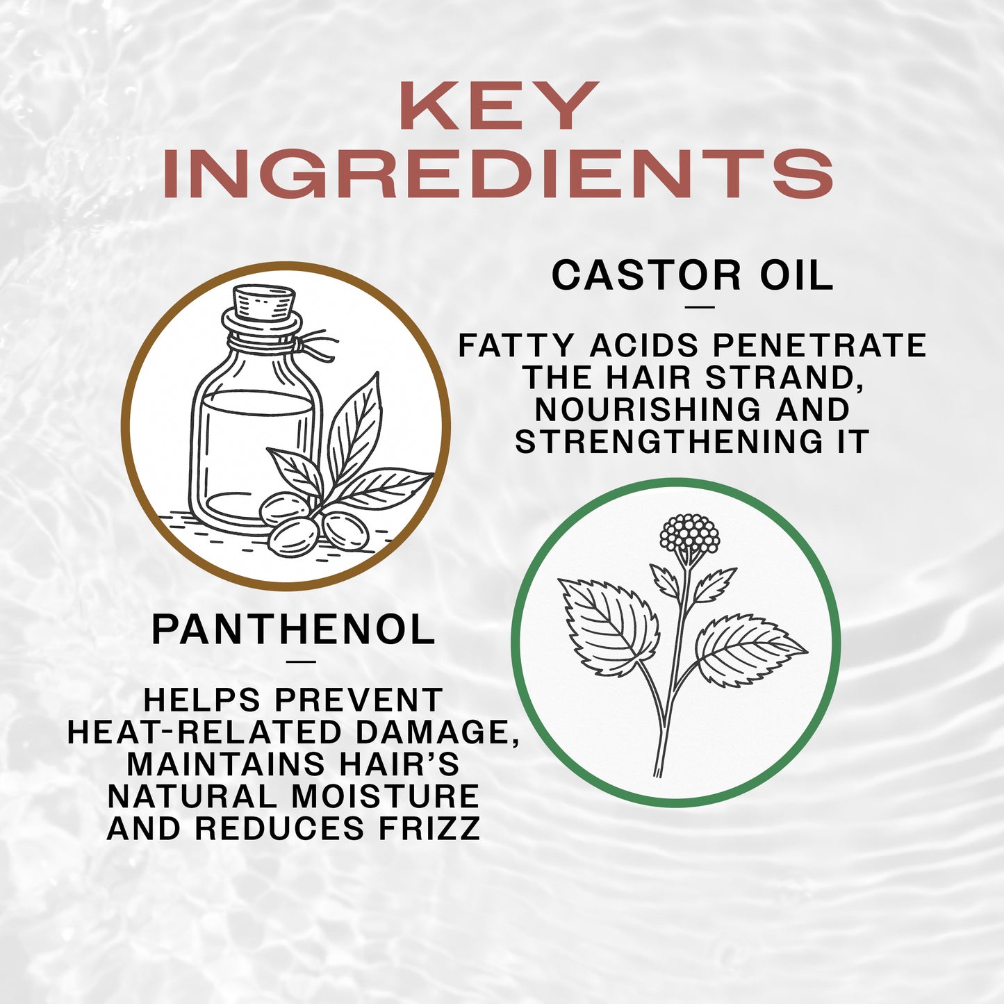 Key Ingredients of REUZEL Grooming Tonic Texture Cream. Castore oil nourishes the hair and panthenol reduces frizz.