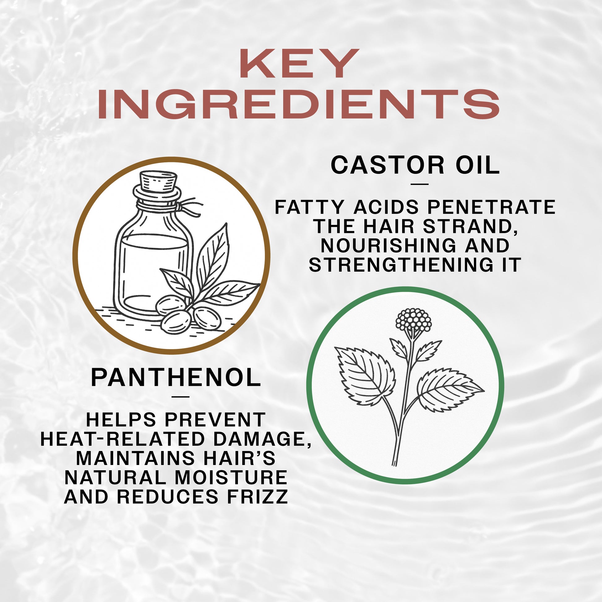 Key Ingredients of REUZEL Grooming Tonic Texture Cream. Castore oil nourishes the hair and panthenol reduces frizz.