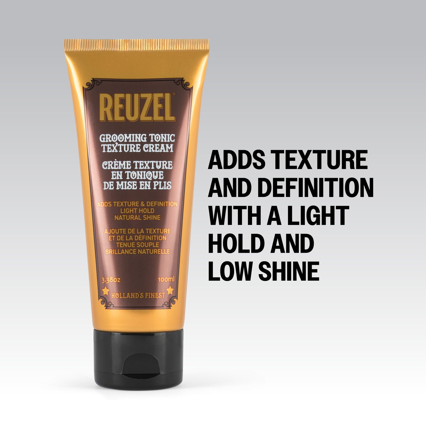  REUZEL Grooming Tonic Texture Cream adds texture and definition with a light hold and low shine.