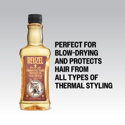 REUZEL Grooming Tonic is perfect for blow drying and protects hair from all types of thermal styling