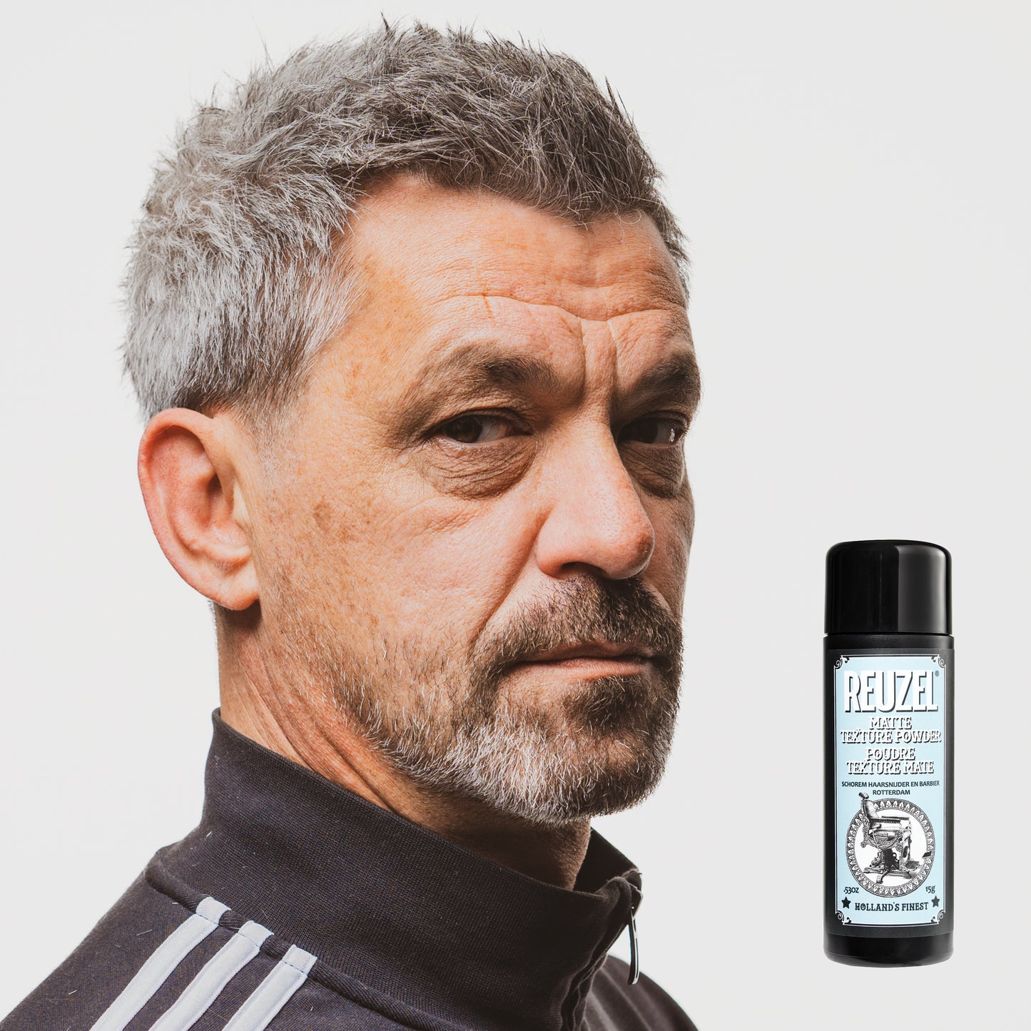 Man with Brown Haier Styled with  REUZEL Matte Texture Powder