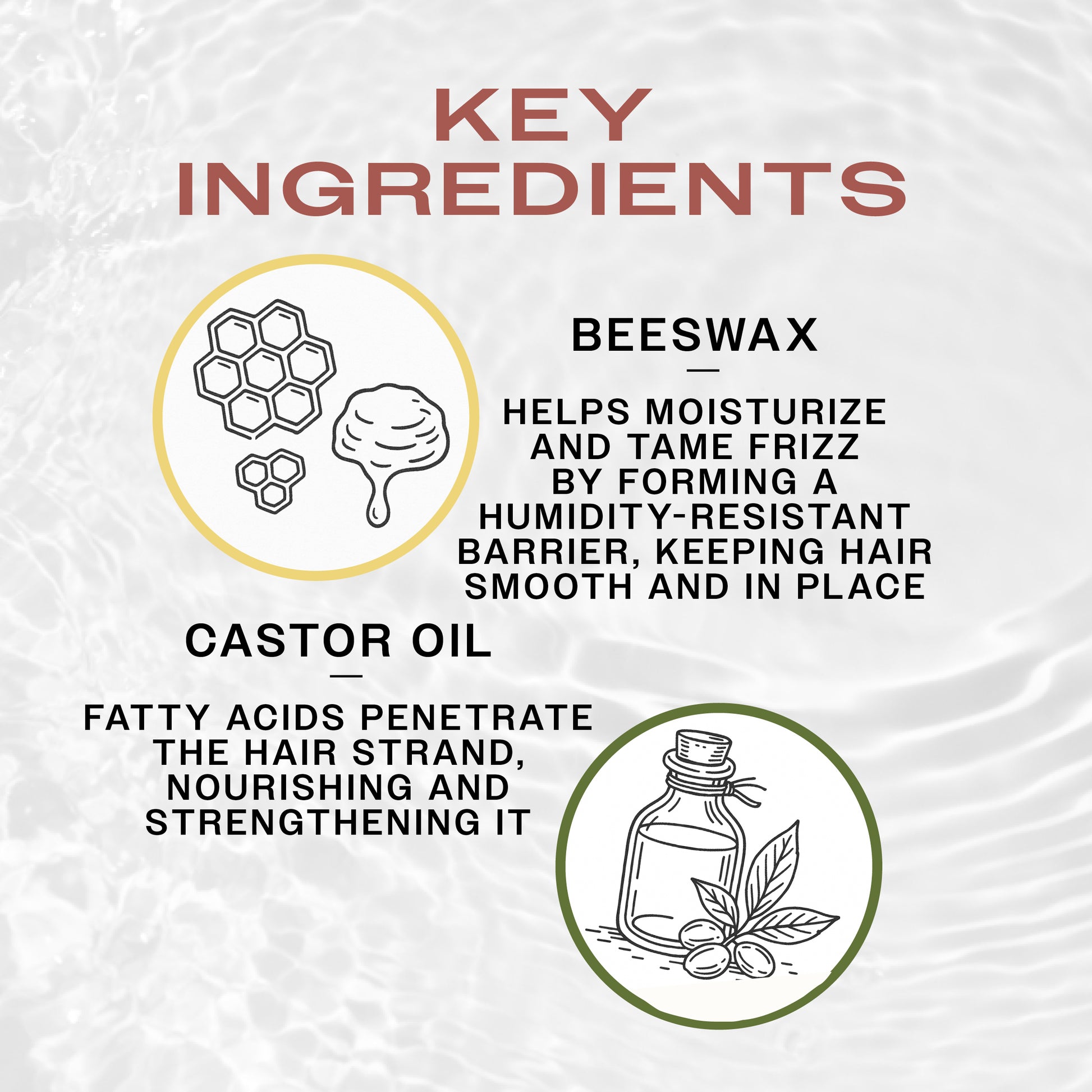 Key Ingredients in REUZEL Concrete Hold Matte Pomade. Beeswax smoothens the hair and Castor Oil nourishes and strengthens the hair.