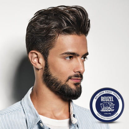 Man With Brown Hair Styled with REUZEL Fiber Pomade