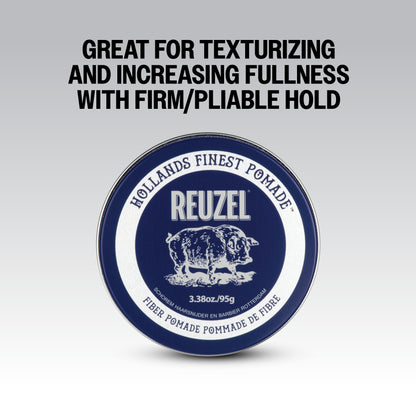 Great for Texturizing and Increasing Fullness with Firm / Pliable Hold. REUZEL Fiber Pomade.