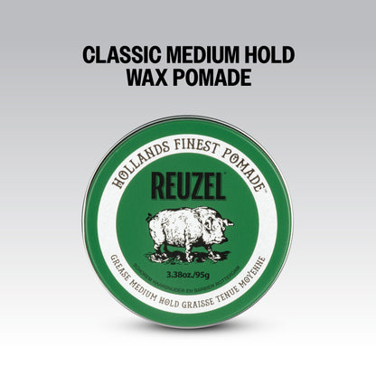Classic Medium Hold Wax Pomade REUZEL Green Grease Medium Hold Pomade