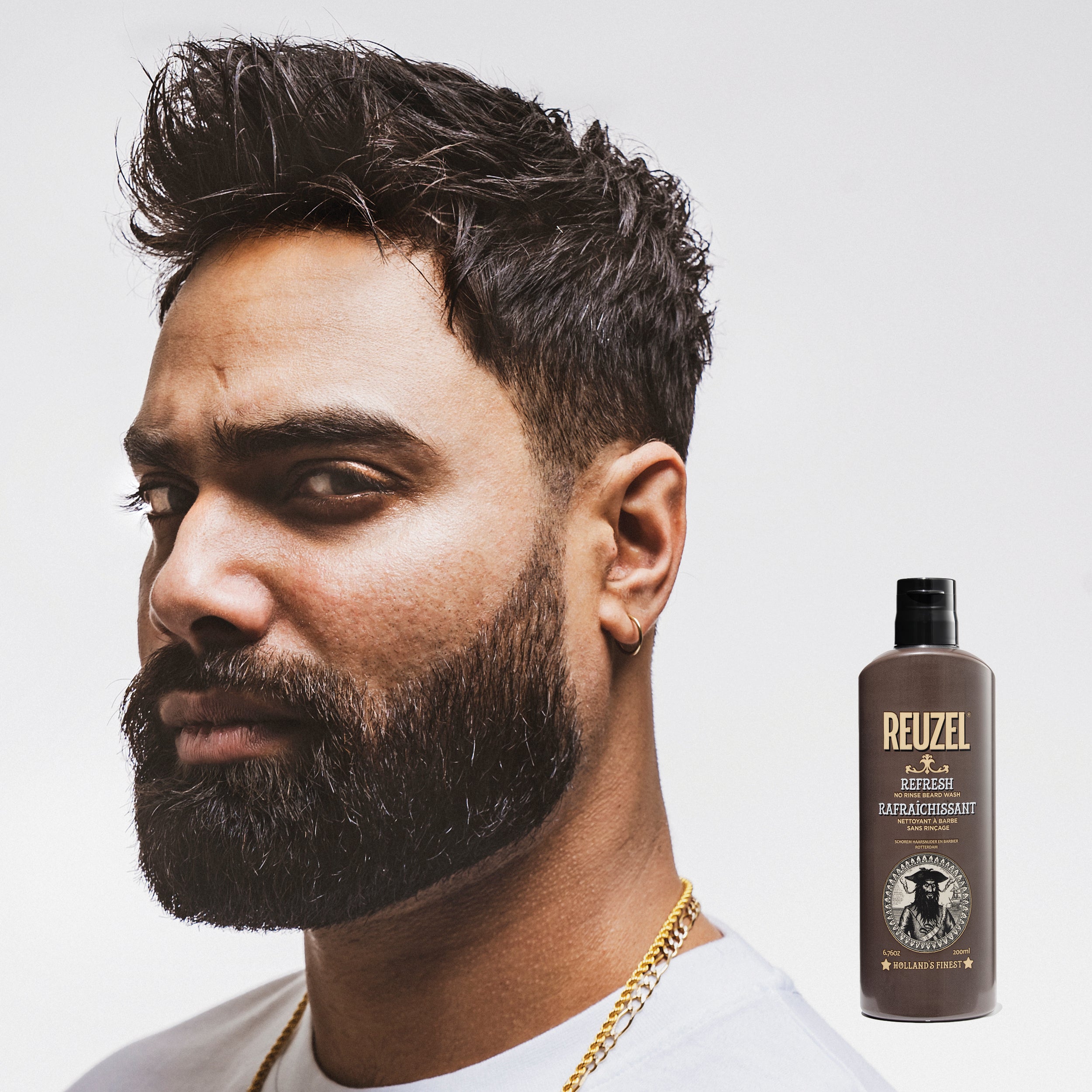 REFRESH Men's No Rinse Beard Wash | Beard Grooming | Reuzel