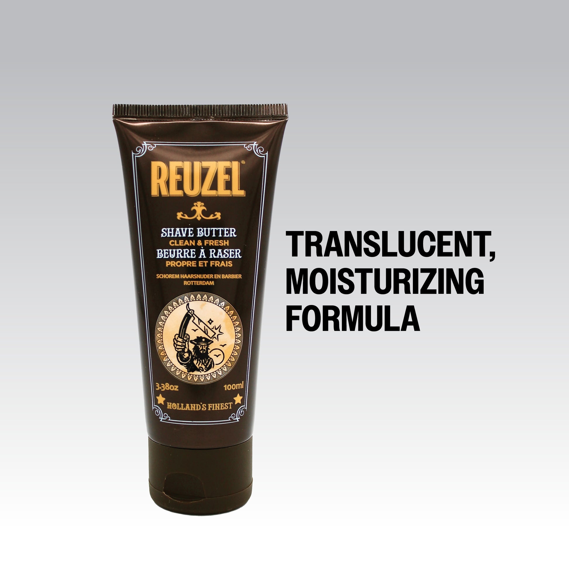 REUZEL Clean & Fresh Shave Butter translucent, moisturizing formula.