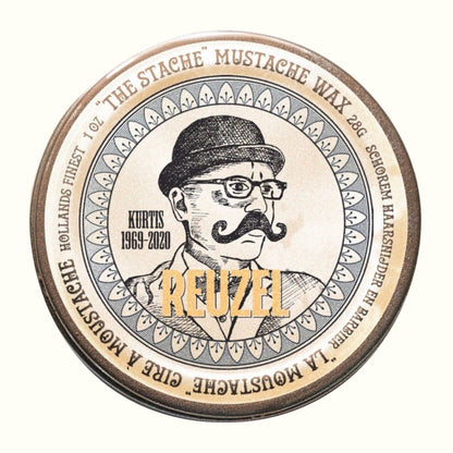 Reuzel Bourbon Sidecar Mustache Wax for shaping and styling mustaches with a rich bourbon scent.