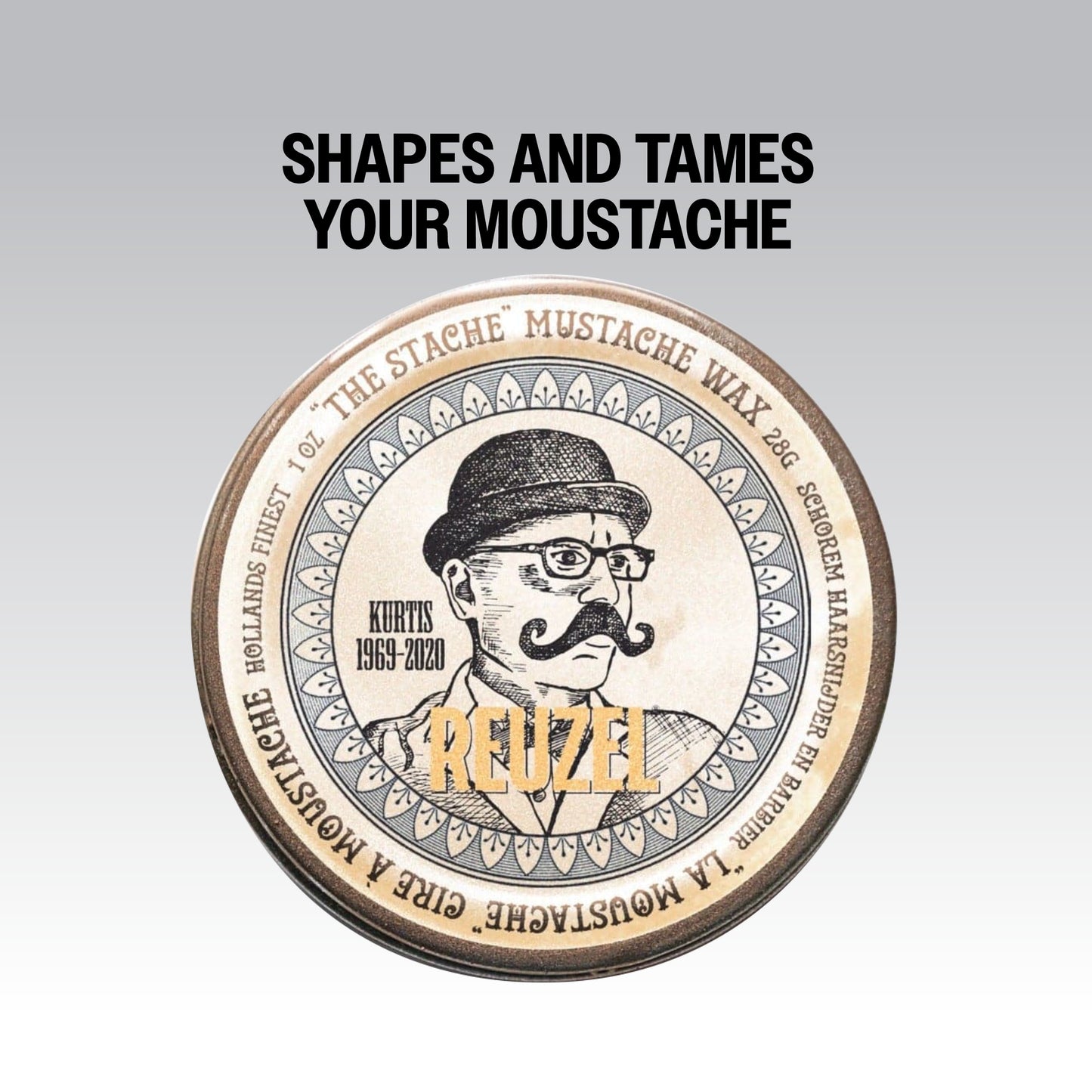 Reuzel Bourbon Sidecar Mustache Wax shapes and tames your moustache 
