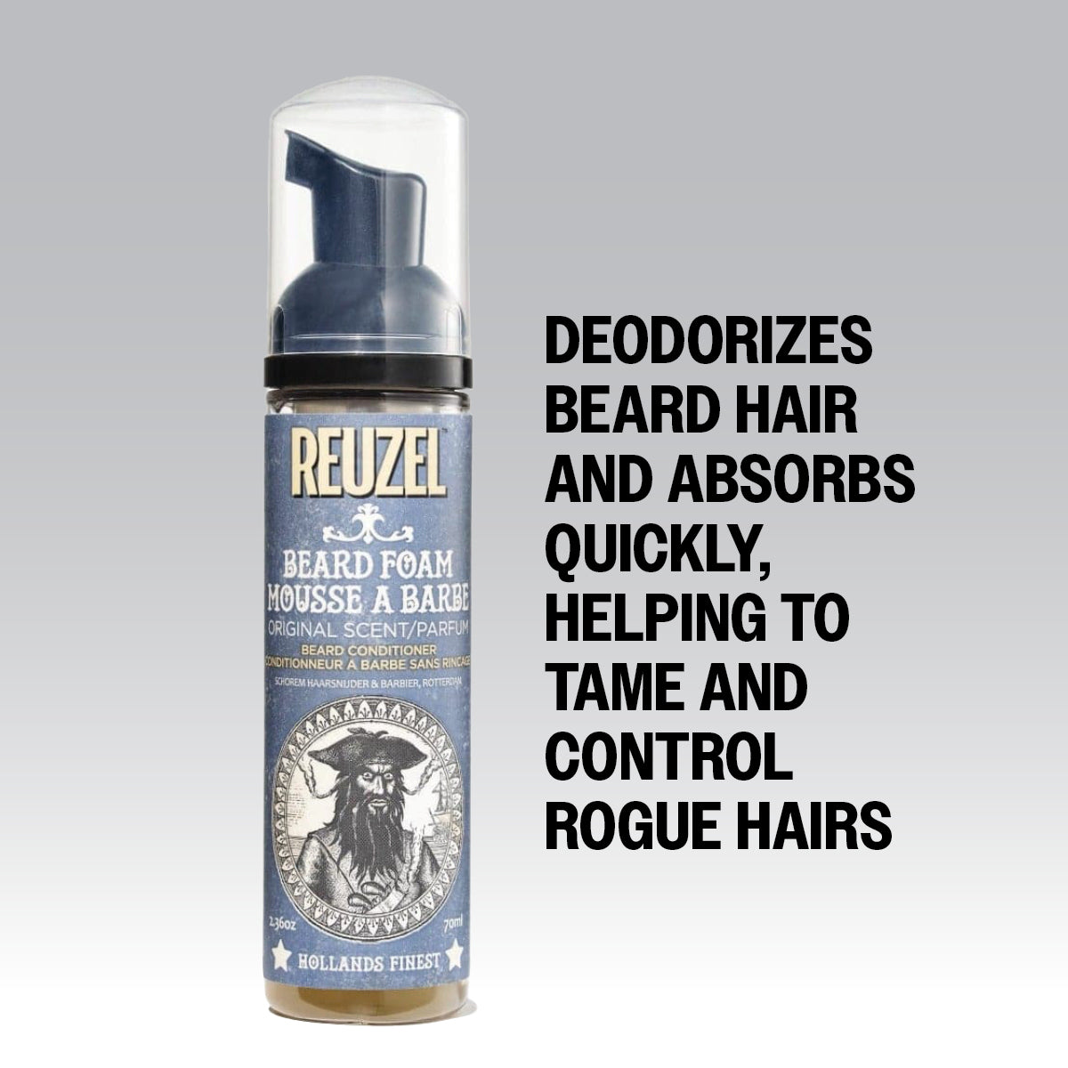 Deodorizes beard hair and absorbs quickly, helping to tame and control rogue hairs 
