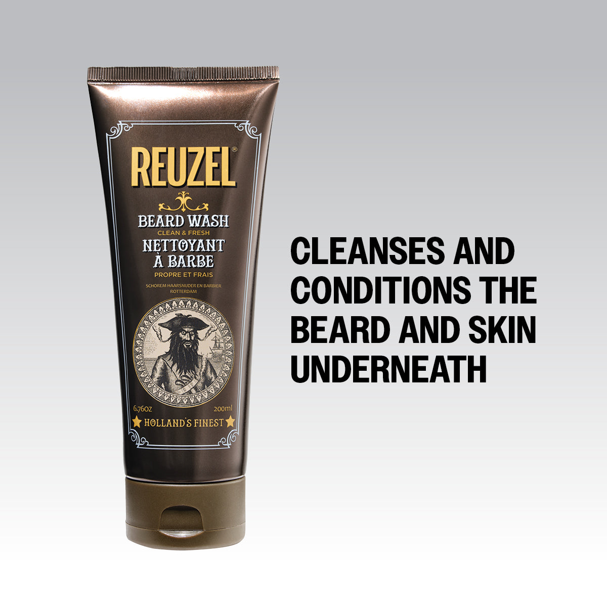Cleanses and conditions the beard and skin underneath 