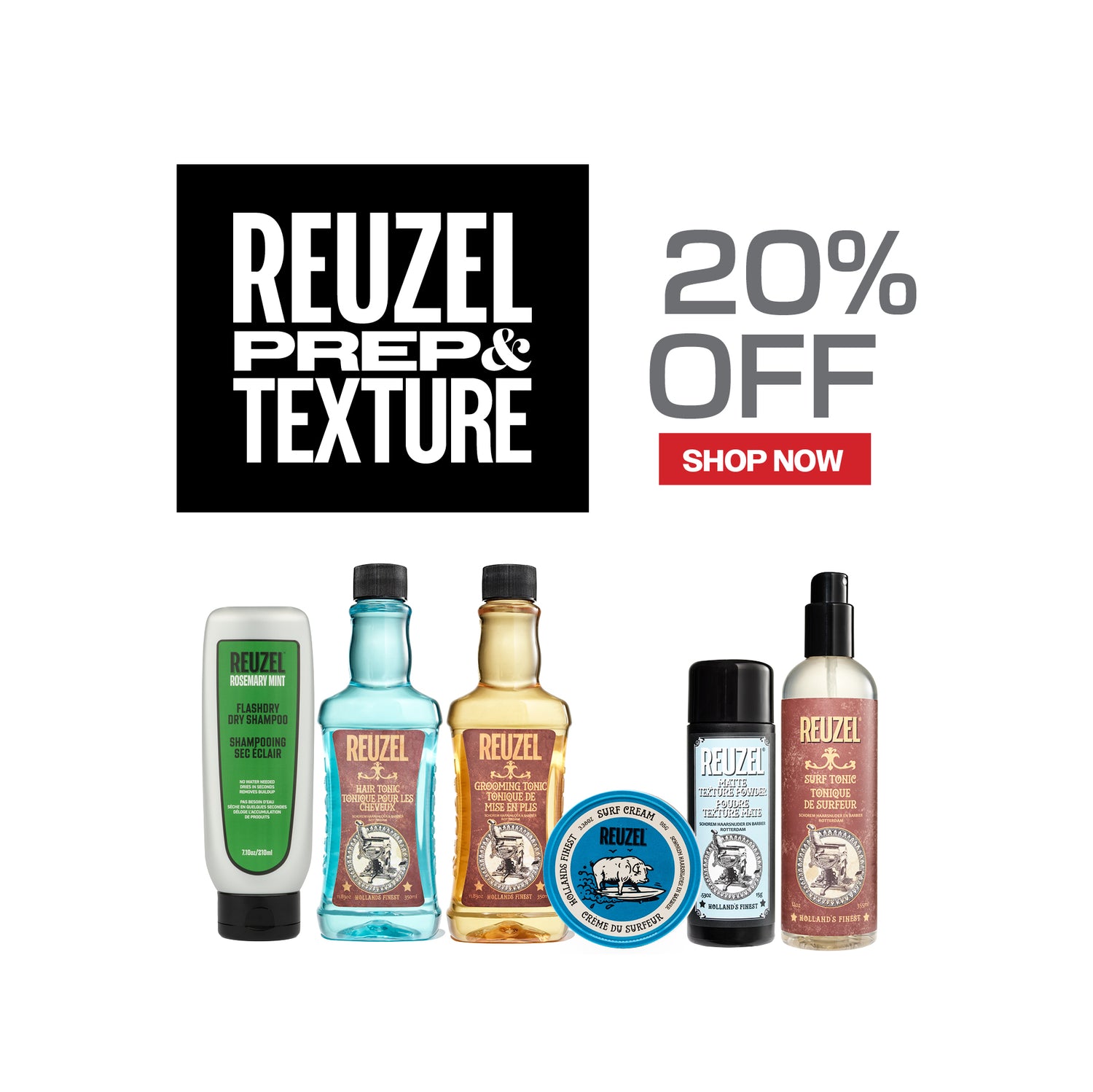 REUZEL PREP & TEXTURE - Get 20% off of the collection. Click to shop now