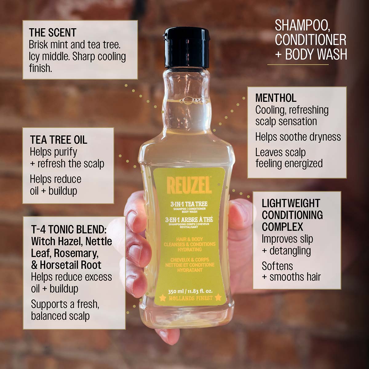 シャンプー weasel 3 in 1 Shampoo | Tea Tree Shampoo – Reuzel