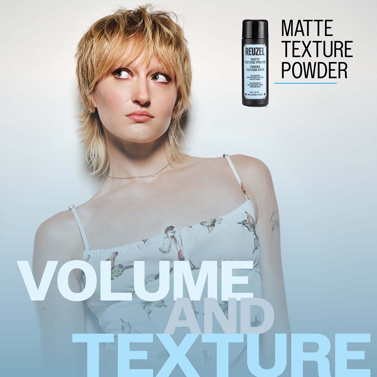 Matte texture powder volume and texture