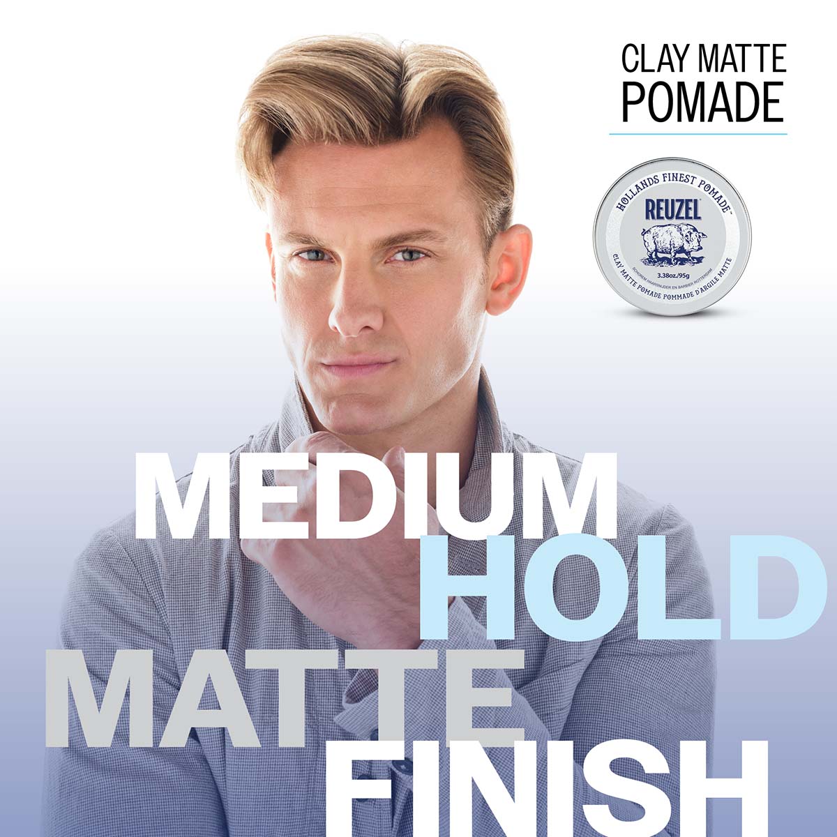 Clay matte pomade medium hold matte finish