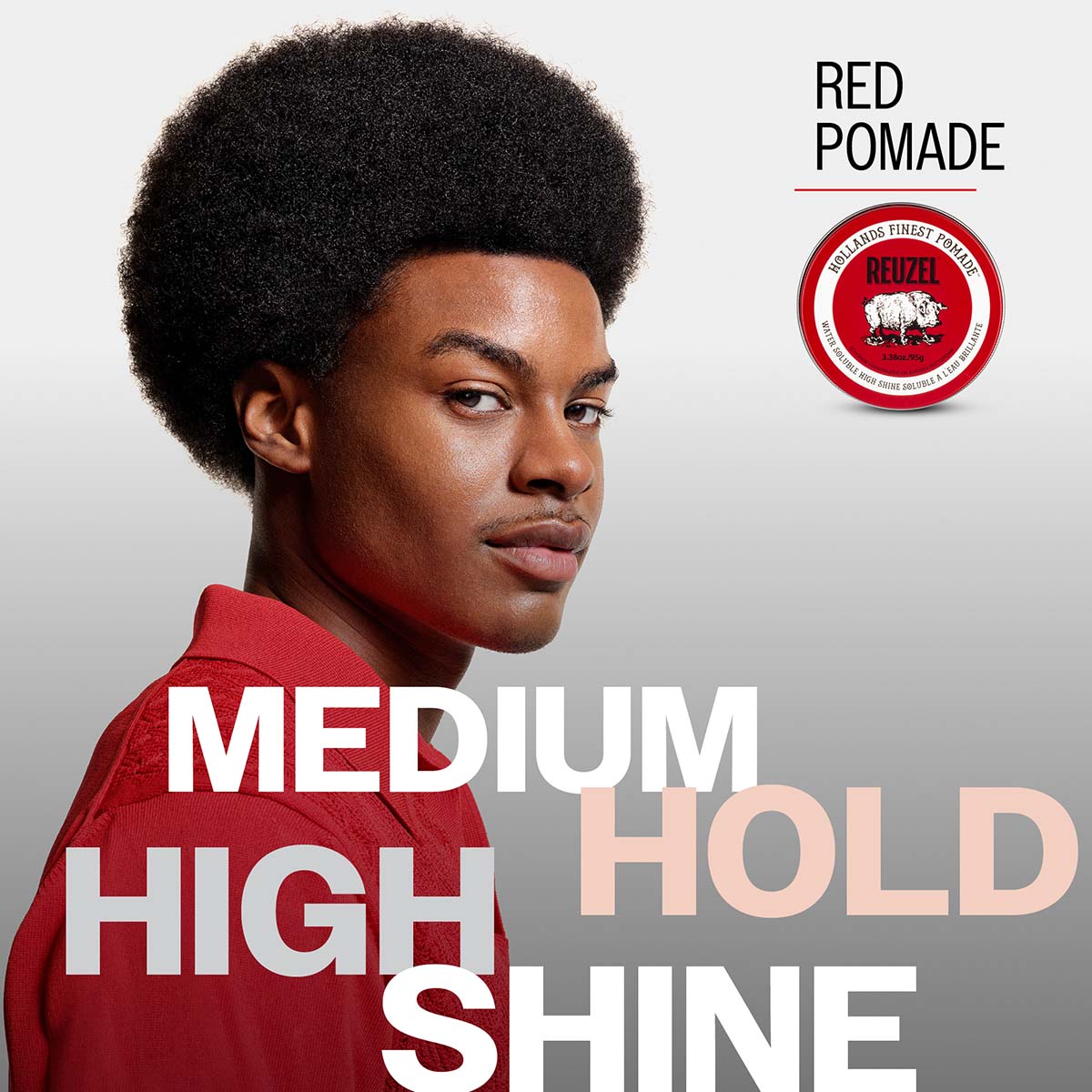 Red pomade medium hold high shine