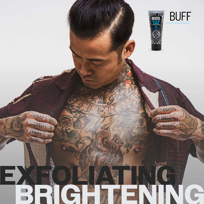 Male model with a heavily tattooed chest and arms

REUZEL TAT Buff
EXFOLIATING

BRIGHTENING