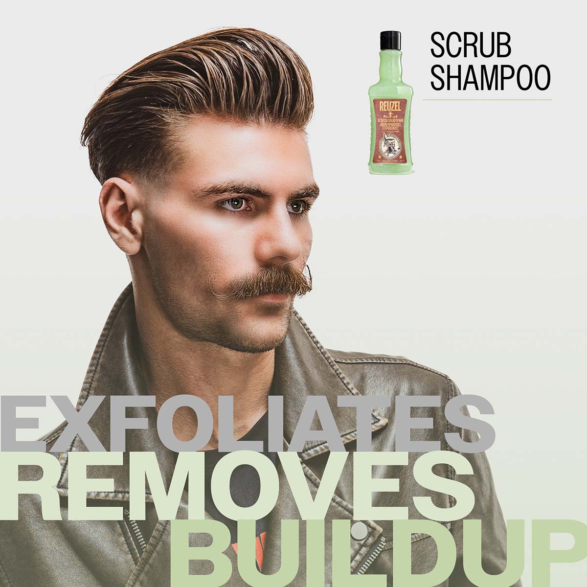 Reuzel scrub shampoo exfoliates removes buildup