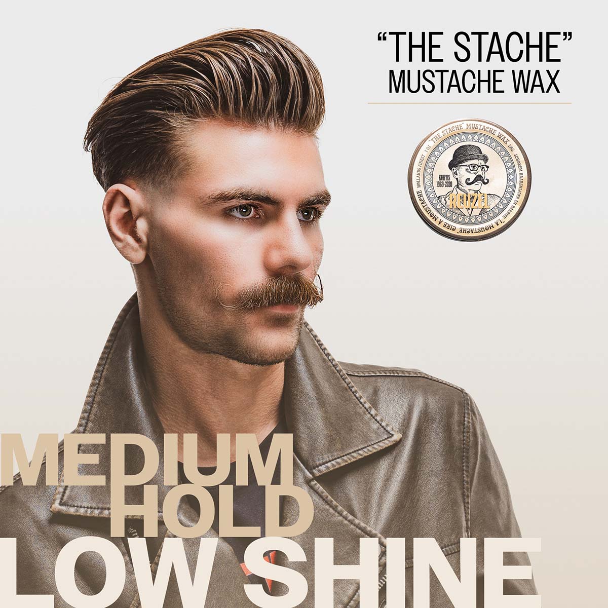 Reuzel "the state" mustache wax medium hold low shine