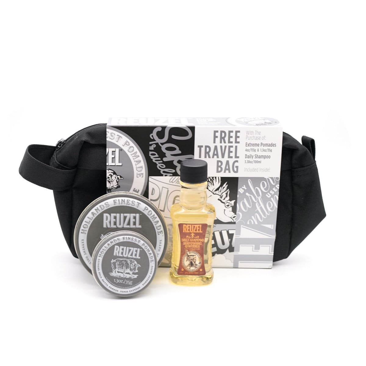 Pigs can fly travel bag set. Extreme hold pomade set. 